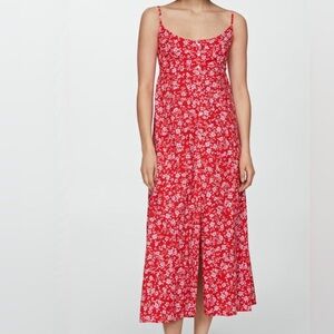Mango Red and White Floral Dress